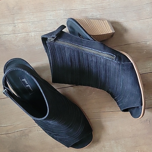 Paul Green Shoes - PAUL GREEN Black Peep-Toe Ankle Boots